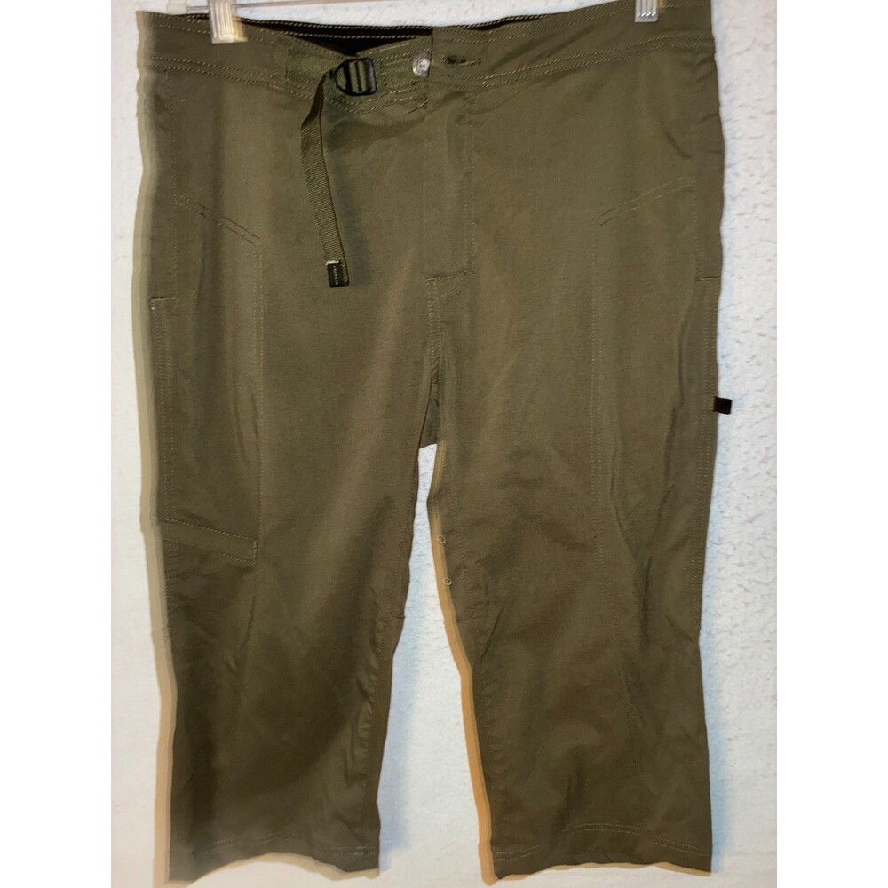 Prana Jasmine Knickers Cropped Capri Pants Olive Army Green Size L